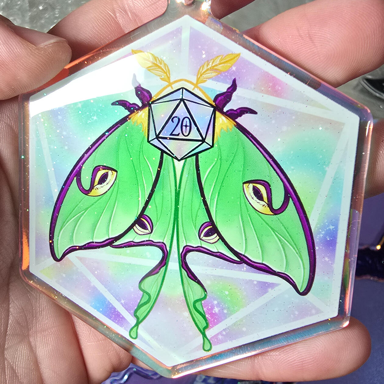 D20 Moths Charm Front